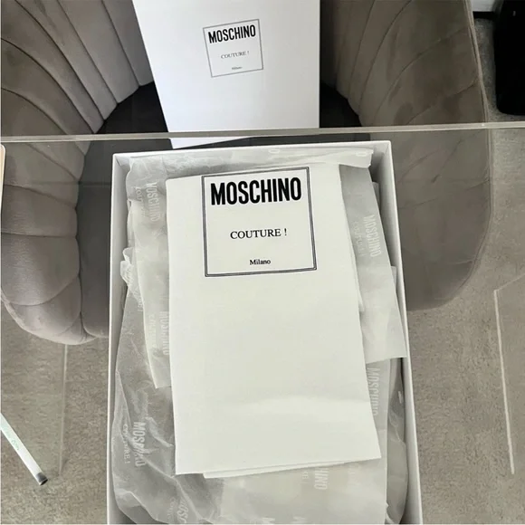 Moschino Couture Calfskin White Logo Sandals - Picture 8 of 9